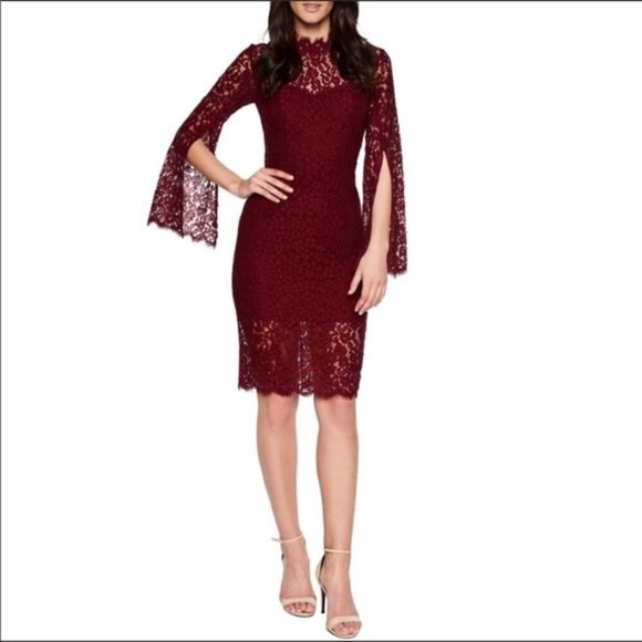 Bardot Dresses & Skirts - Bardot Midi Dress 6 Sienna Lace Midi Dress Size 6 Wine Burgundy